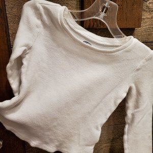 Girls White Thermal Long Sleeve T-Shirt 3T Toddler Basic Layer No Stains